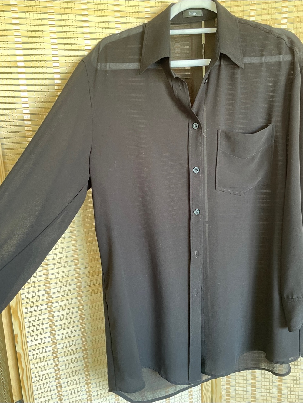 Knix Papaya Sheer Black Oversized Button-Up long sleeve Shirt blouse - Picture 12 of 15